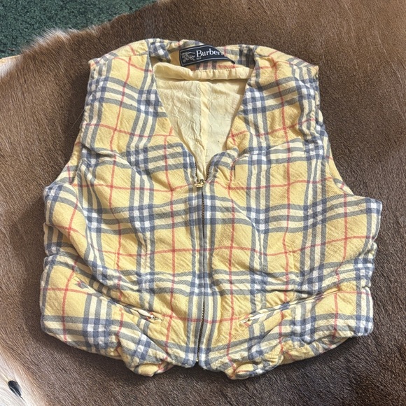 Vintage Burberry Yellow and Gray Checkered kids Vest
